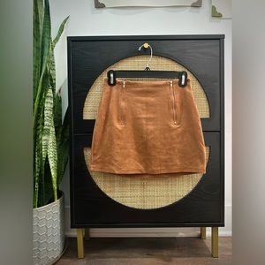 Dark tan double zip bodycon skirt - S